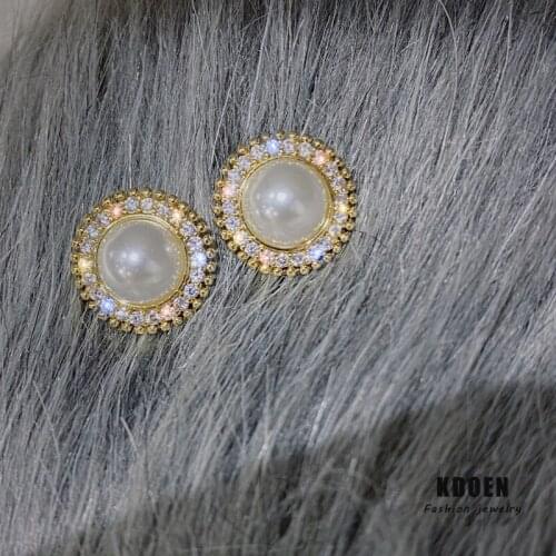 Luxury celebrity pearl zircon Round Earrings sexy womens jewelry fashion versatile accessories 2020 new girls unusual Earrings