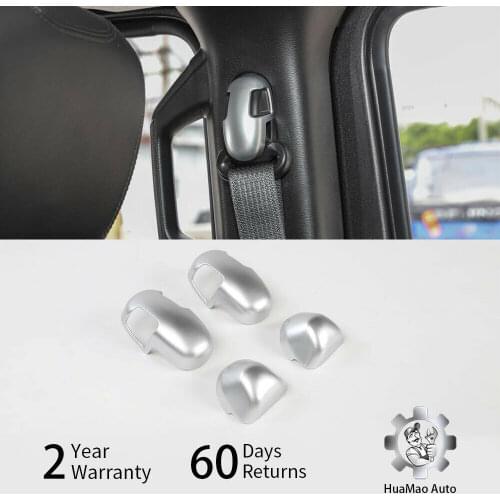 Silver Seat Belt Button Trim Frame Guard Decor Cover For Jeep JL Wrangler 2018
