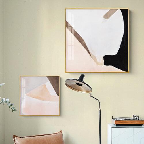 Nordic Morandi Color Block Abstract Pink Small Fresh Art Decoration Painting Room Wall Hanging Painting Hotel Living Room Mural