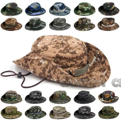 Tactical Airsoft Camouflage Boonie Hats Army Cadet Military Cap Summer Outdoor Camping Hiking mans Round Fishing Huing Hat