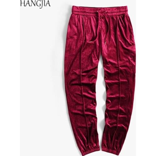 Kanye West Velour Joggers Pants Streetwear Red Black Gray Sweatpants Oversized Hip hop Velvet Pants for Men Trousers Casual