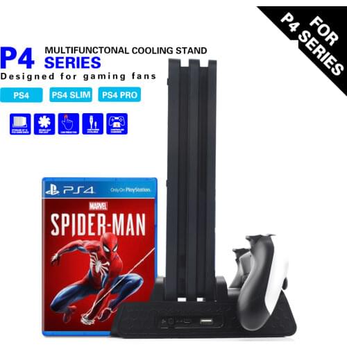 PS4 Cooling Fan Heat Sink Base Vertical Charger Stand Dual Controller Charging Dock for Playstation 4 PS 4 Pro/Slim Accessories