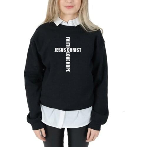 Faith love hope Jesus chirst women fashion sweatshirts pure casual funny tumblr hipster young religion street style tops L182