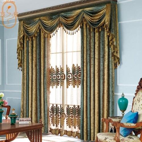 High-grade Flannel Gradient Embroidered Curtains Printed Blackout Curtains for Living Room and Bedroom Finished Products