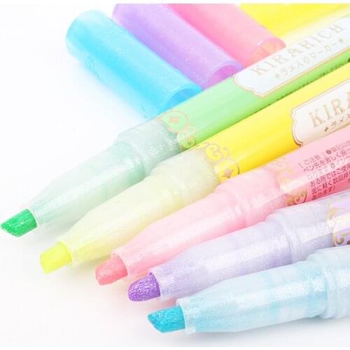 ZEBRA WKS18 Highlighter 3/5pcs KIRARICH Cute Pearlescent Fluorescent Pen Color Highlighter Waterproof School Supplies