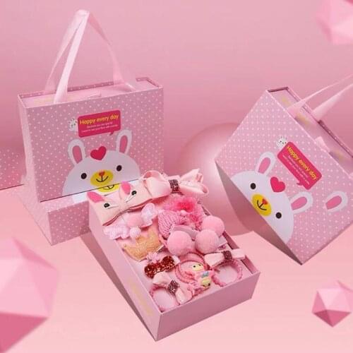 Pink Flower Rabbit Cute Gitf Hair Band Fashion Hair Ornaments Cover Head Rope For Women Korean Head Wrap Rubber Hair Bands Set