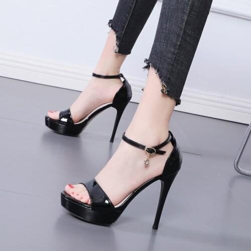 One word buckle womens shoes 2021 new silver sexy high-heeled sandals fashion all-match stiletto single shoes large size 40