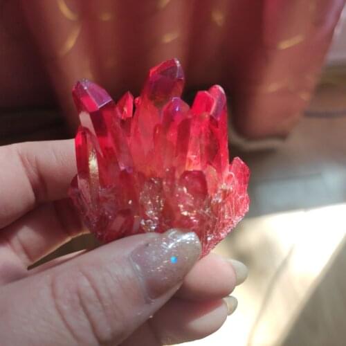 1pcs Rare beautiful red flame aura quartz crystal cluster specimen