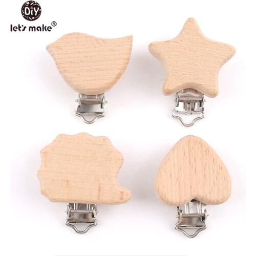 Lets make Baby Teether 2PC Hedgehog Pacifier Clip Animal Food Grade Wooden Teether DIY Pacifier Chain Nurse Gift Teething Toys