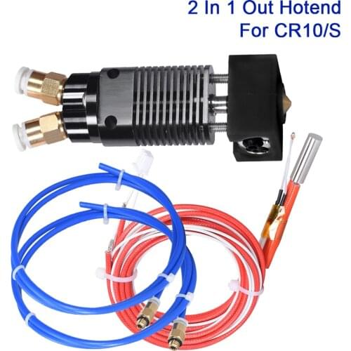 2 In 1 Out Hotend Dual Color J-head 12 24V 40W 1.75MM 3D Printer Parts MK8 Extruder Heater Block V6 Nozzle For CR10 CR10S ender3