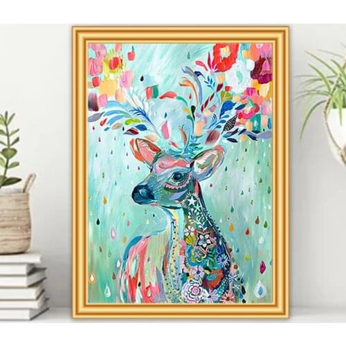 5D DIY Diamond Painting Deer Cross Stitch Kit Full Drill Square Embroidery Mosaic Art Picture of Rhinestones Decoration Gift