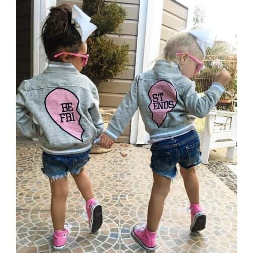 Girl baseball jacket kids coat children outerwear spring autumn baby girls boy clothes for best friends twin sports clothing