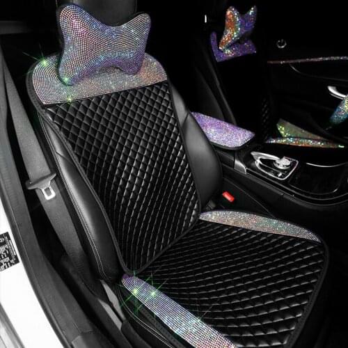Seat covers for cars universal bling accessories for girls cushion luxury interior leather pad