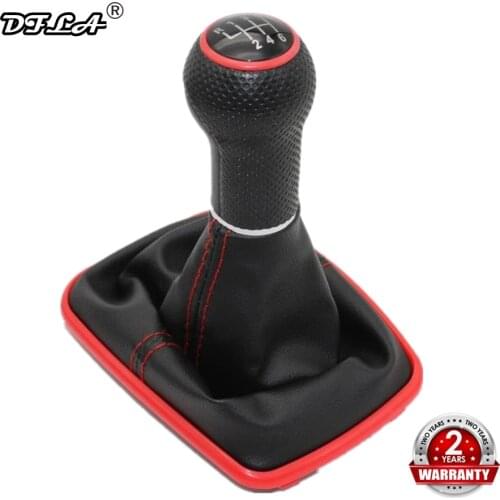 For Seat Leon 2000 2001 Toledo 1999 2000 2001 Car-Styling Car 5 / 6 Speed 23mm Red Line Gear Stick Shift Knob With Leather Boot