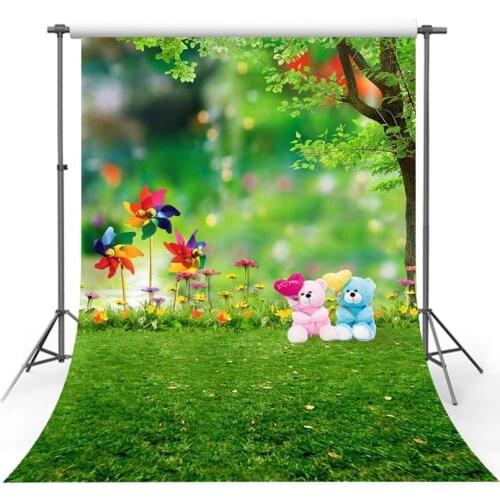 MEHOFOTO Photography Green Natural Grass Sunshine Ballons Shining Backgrounds for Photographing Backgrounds for Photo Studio