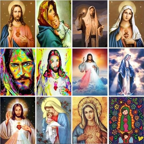 Gatyztory Frame Religion Paint By Numbers For Adults Kids Handpainted Oil Painting Figure Canvas Drawing DIY Gift Home Wall Deco