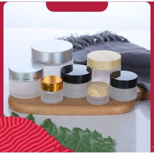 1pcs 5g/10g/15g/20g/30g/50g/60g/100g Frosted Glass Refillable Bottles Travel Face Cream Lotion Cosmetic Container Makeup Jar Pot