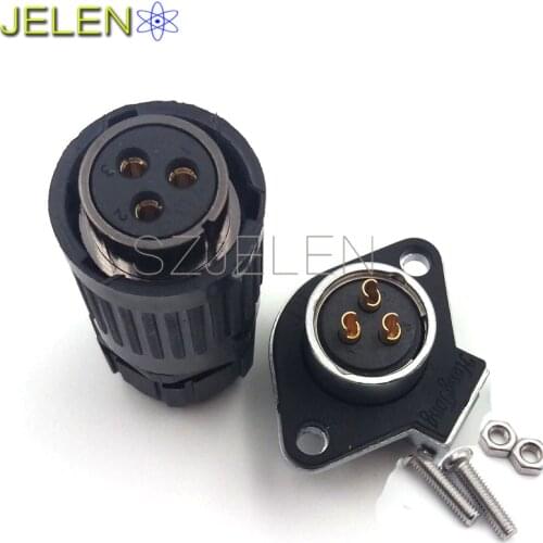 HE20, 3 pin Waterproof and dustproof connectors, (plug)Male and (socket)female connectors, LED power cable wire connector
