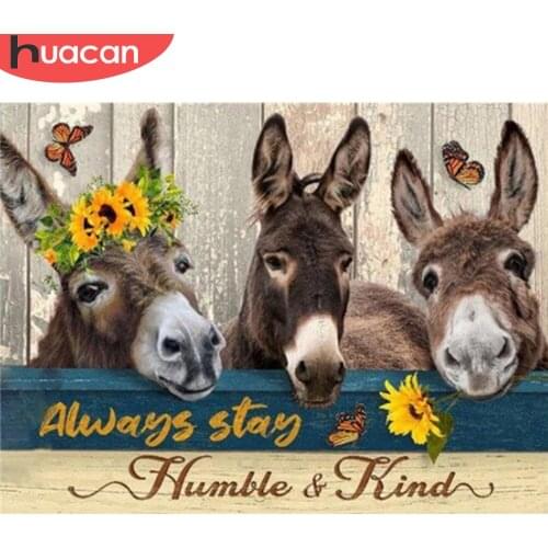 HUACAN 5D Diamond Painting Donkey Full Drill Square Picture Of Rhinestone Diamond Embroidery Animal Mosaic Handmade Gift