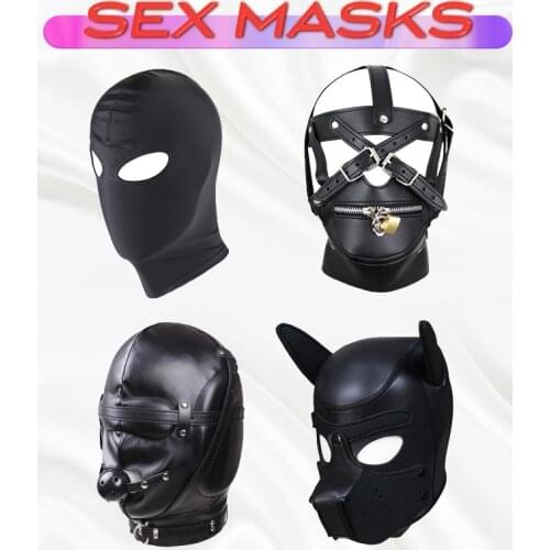 Adult Games Sex Toys for Couples Halloween Rubber Role Play Headgear Sex SM Bondage Mask Puppy Cosplay Full Balaclava Sexshop