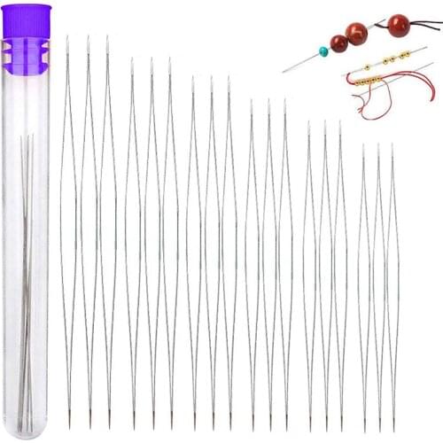 Nonvor 18Pieces Central Opening Curved Beading Needles 6 Sizes Seed Beading Embroidery Needles Big Eye Collapsible Set