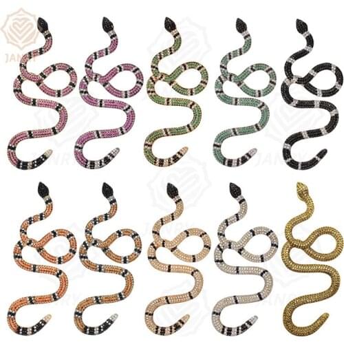 JANRY Full Zircon Colored Personality Snake Pendant Necklace Colorful Male Hip Hop Necklace With 60cm Rope Chain For Men Women