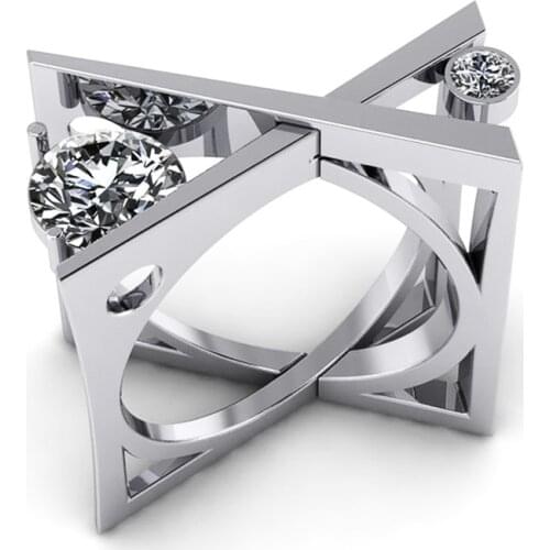 Huitan Punk Unique Shape X Cross Women Finger Ring Brilliant Cubic Zircon Stone Dance Party Female Rings Personality Girl Gift