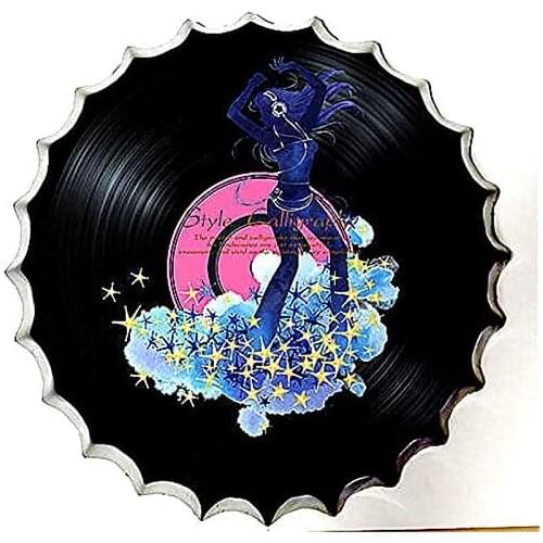 Royal Tin Sign Bottle Cap Metal Tin Sign Rock and Roll Music Diameter 13.8 inches, Round Metal Signs for Home and Kitchen Bar