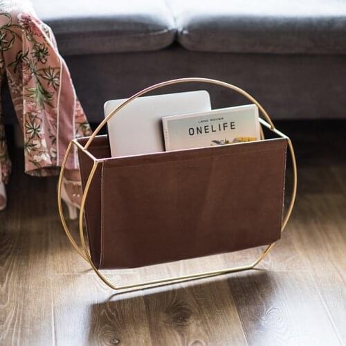 Creative Nordic Metal Leather Magazine Rack Iron Home Decoration Book Shelf Wholesale Simple Book Storage Rack