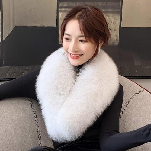 Lantafe Fur Scarf Women Scarf Winter Warm Natural Fur Collar Real Fox Fur Shawl Long Scarf Thickening Neck Warm