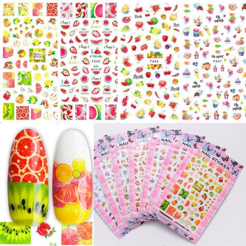 Summer Hot Fruits Sliders Nails Watermelon/Strawberry/Orange 3D Nail Sticker Decals New Design Decoration Foil Tips