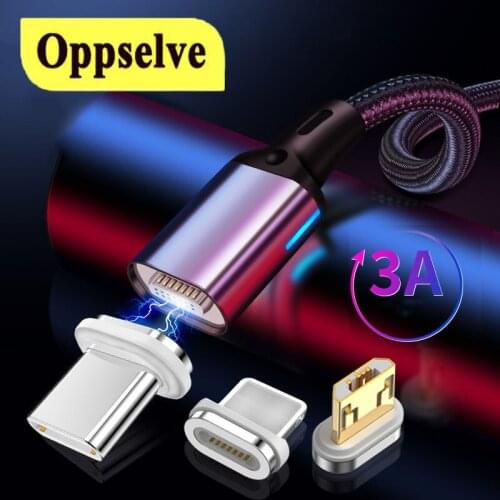 3A Magnetic Micro USB Type C Cable For Samsung Xiaomi Huawei P50 Fast Charging Data Wire Cord Magnet Charger For iPhone 13 12 11