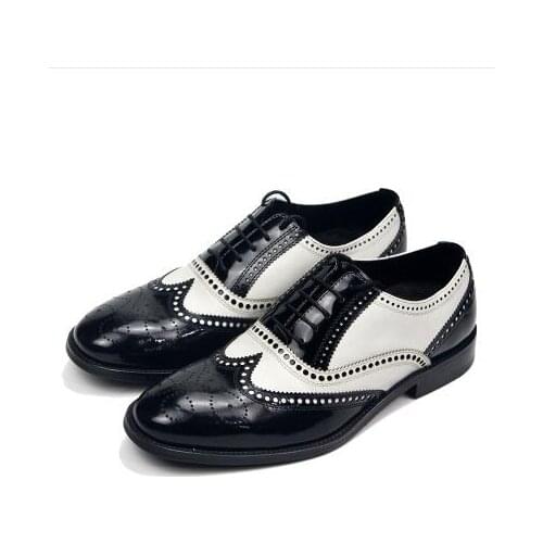 New leather shoes retro shoes men oxfords lace up bordered shoes for men brogue shoes