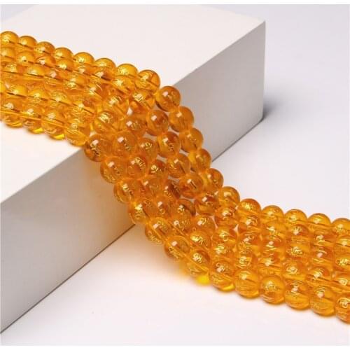 Natural Stone Citrines Yellow Quartz Beads Six Word Dzi Tibetan Beads For Payer Bracelet Necklace Jewelry Making DIY 6 8 10MM