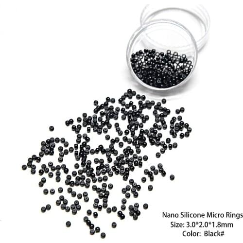 Neitsi Silicone Nano Ring Beads For Micro Loop Links Fusion Keratin Human Hair Extensions 1000 Beads Black