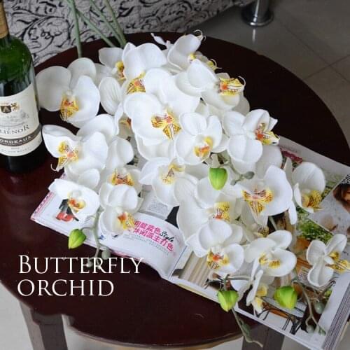 New 100pcs Upscale Phalaenopsis Artificial flower 90 cm/35" Silk Flower Wedding Home Decoration Free Shipping