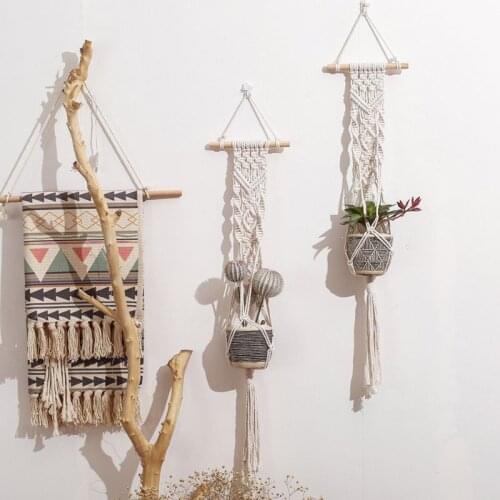 NEW NEW Woven Cotton Rope Hanging Basket Wall Mounted Flower Pot Accessories Indoor Garden Supplies