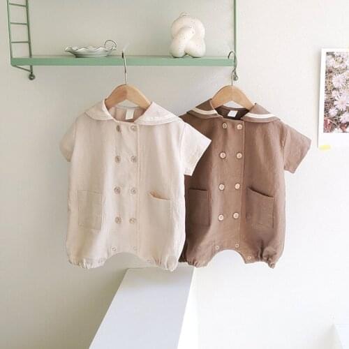 Toddler Baby Casual Summer Rompers 2021 New Fashion Newborn Girls Boys Cute Solid Jumpsuits Infant Soft Clothing For 0-2 Years