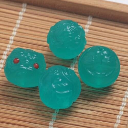 One pcs Amazonite round carved cat/elephant/mermaid/ for DIY jewelry making loose beads FPPJ wholesale nature