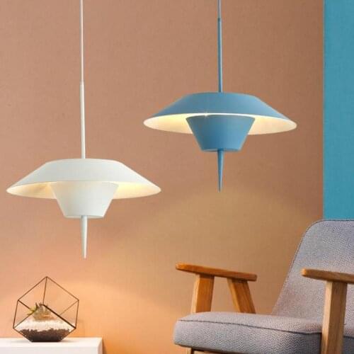 Single Regron colorful Cord Pendant light luminaria home kitchen Modern E14 Led Iron colored iron Pendant Lights with lampshade