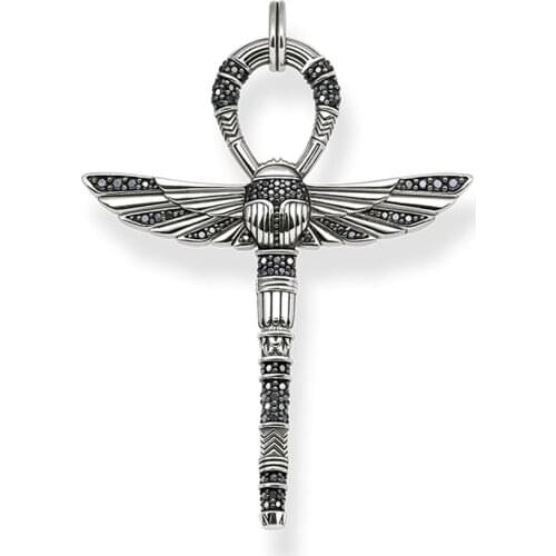 Wing Cross Rod Pendants 925 Sterling Silver Thomas Style CZ Good Jewelry Making Necklace Women Men Accessories Findings Gift