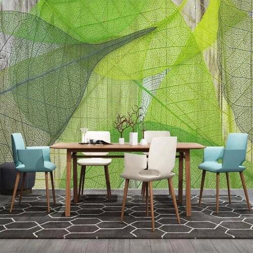 Custom 3D Photo Wallpaper Green Leaves Texture Art Wall Painting Dining Room Bedroom Living Room Decoration Papier Peint Mural