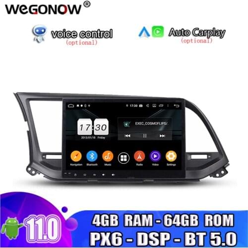 PX6 DSP 10.1" Android 10.0 For Hyundai Elantra 2016 2017 8 Octa Core 64GB ROM 4G Car DVD Player GPS RDS Radio wifi Bluetooth 5.0