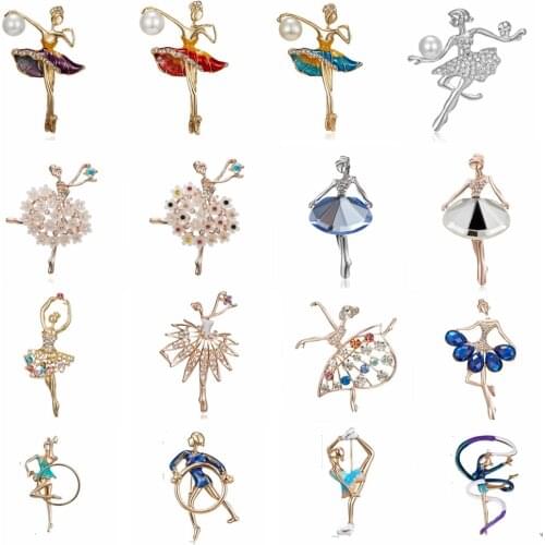 Rinhoo Enamel Art gymnastics ballet Dancer Girl women Brooches Pin New Year Gift Ballet dancer Cute perfect Jewelry brooch Pins