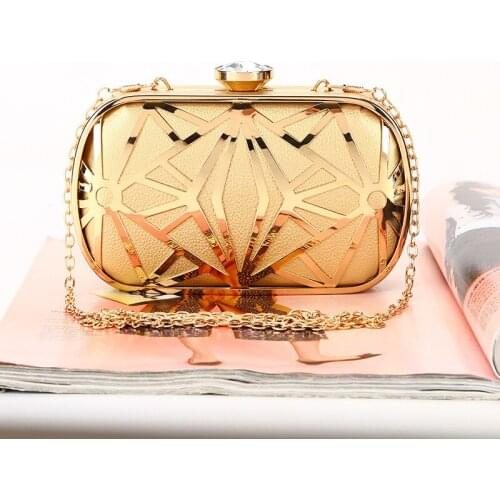 Luxury Gold Silver Wedding Evening Bag Women Clutch Box Hollow Out Purses Party Shoulder Bags
