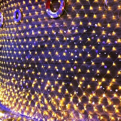 Thrisdar 2x2M 3x2M 6x4M Christmas LED Net Mesh Fairy String Light 8 Function Outdoor Party Wedding Holiday Background Garland