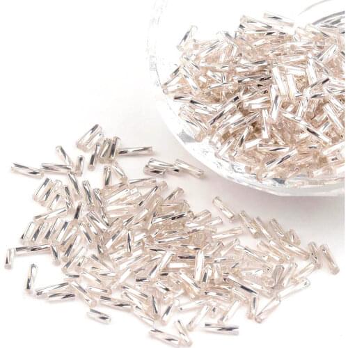 Pandahall 1250pcs/50g Glass Twist Bugles Seed Beads for jewelry DIY making , about 6mm long , 1.8mm in diameter, hole: 0.6mm