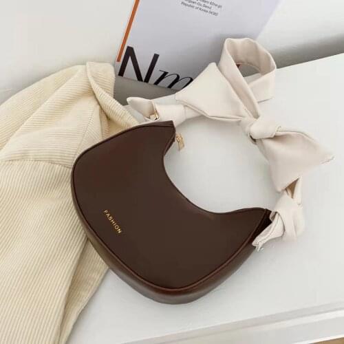 Hobo Bow Shoulder Bags For Women Underarm Solid Color 2021 Autumn Winter France New Designer All-Match Cross-Body Bags Handbags