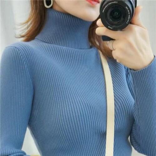 Zoki Turtelneck Sweater Autumn Women Long Sleeve Soft Knitted Jumper Elastic Fashion Chic Korean Ladies New 2021 Basic Blouse