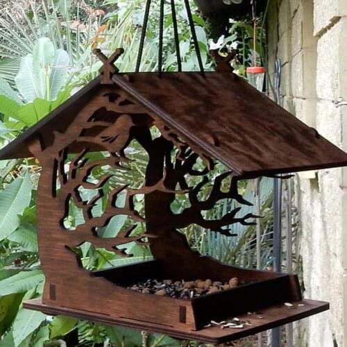 Outdoor Garden Villa Birdhouse Courtyard Balcony Wooden Bird Feeder Vintage Animals Food Feeder Household Bird Products